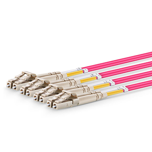 1m (3ft) MTP® Harness, MTP®-8 UPC (Female) to 4 LC UPC Duplex, 8 Fibers, Multimode (OM4), Plenum (OFNP), 0.35dB Max, Type B, Magenta - Image 5