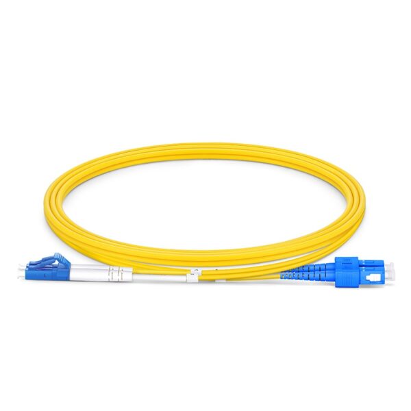 LC UPC to SC UPC, Duplex, 2 Fibers, Single Mode (OS2), Riser (OFNR), 2.0mm, Tight-Buffered, Yellow