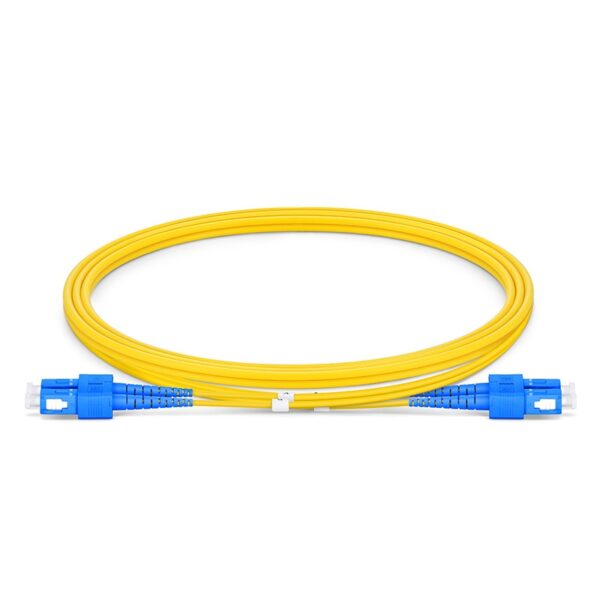 SC UPC to SC UPC, Duplex, 2 Fibers, Single Mode (OS2), Riser (OFNR), 2.0mm, Tight-Buffered, Yellow