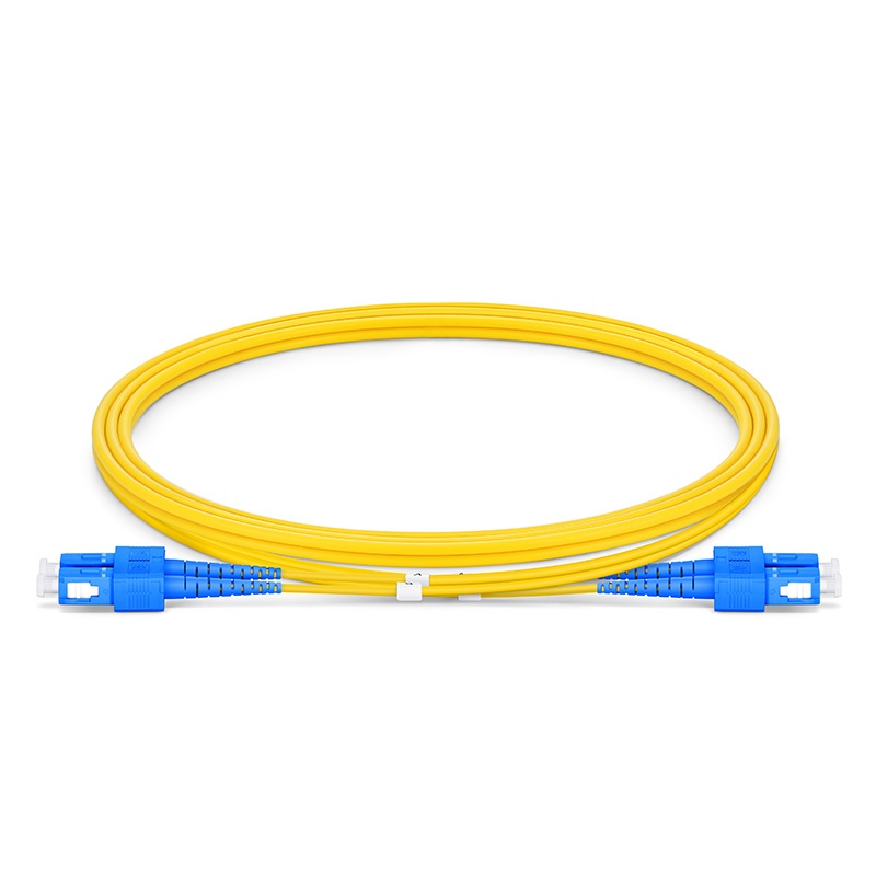 SC UPC to SC UPC, Duplex, 2 Fibers, Single Mode (OS2), Riser (OFNR), 2.0mm, Tight-Buffered, Yellow