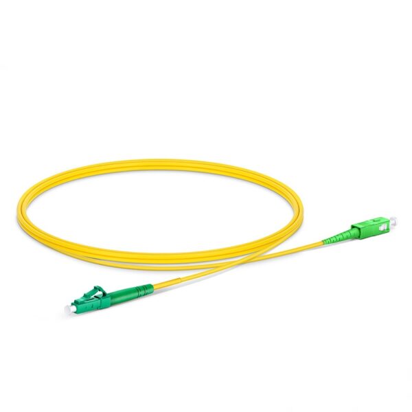 LC APC to SC APC, Simplex, 1 Fiber, Single Mode (OS2), Riser (OFNR), 2.0mm, Tight-Buffered, Yellow - Image 2