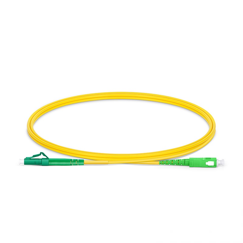 LC APC to SC APC, Simplex, 1 Fiber, Single Mode (OS2), Riser (OFNR), 2.0mm, Tight-Buffered, Yellow
