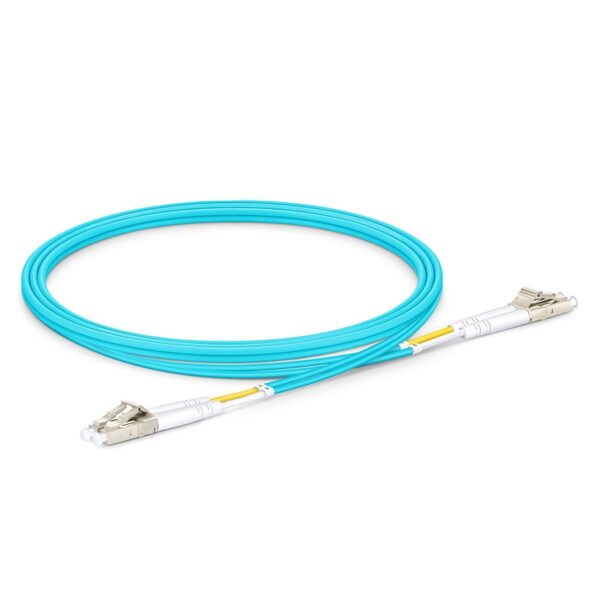 1m (3ft) Fiber Patch Cable, LC UPC to LC UPC, Duplex, 2 Fibers, Multimode (OM3), Riser (OFNR), 2.0mm, Tight-Buffered, Aqua - Image 3