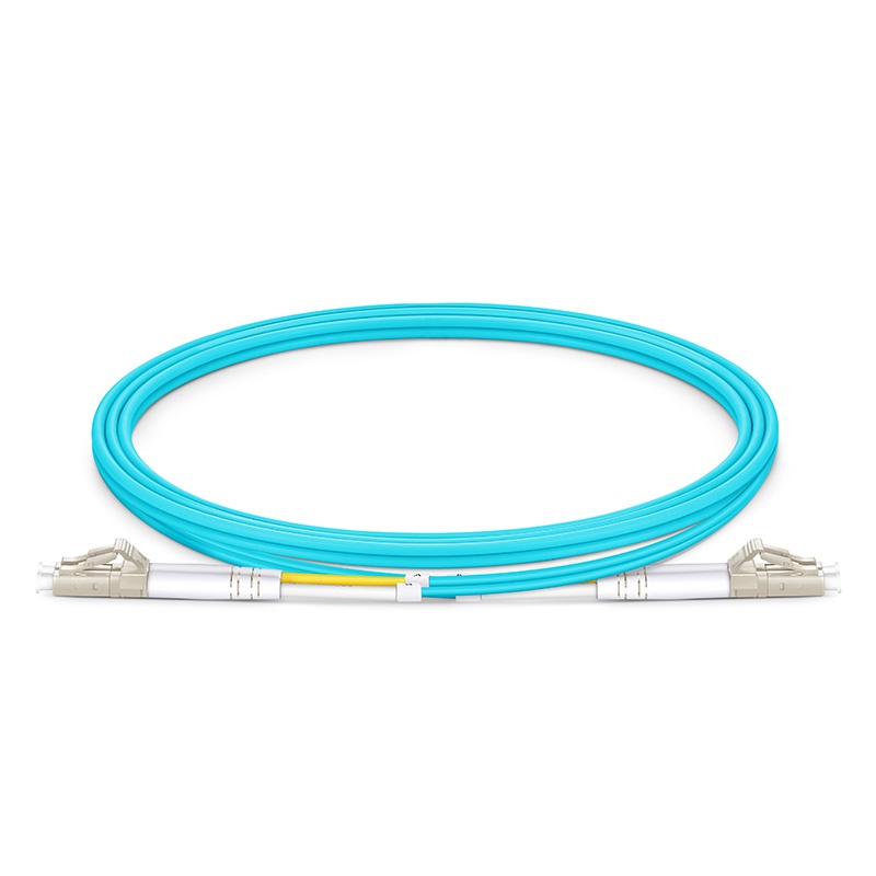 1m (3ft) Fiber Patch Cable, LC UPC to LC UPC, Duplex, 2 Fibers, Multimode (OM3), Riser (OFNR), 2.0mm, Tight-Buffered, Aqua