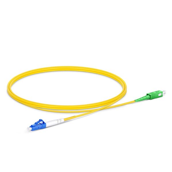 LC UPC to SC APC, Simplex, 1 Fiber, Single Mode (OS2), Riser (OFNR), 2.0mm, Tight-Buffered, Yellow - Image 2