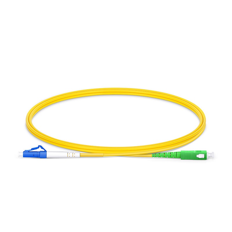 LC UPC to SC APC, Simplex, 1 Fiber, Single Mode (OS2), Riser (OFNR), 2.0mm, Tight-Buffered, Yellow