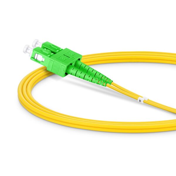 LC UPC to SC APC, Duplex, 2 Fibers, Single Mode (OS2), Riser (OFNR), 2.0mm, Tight-Buffered, Yellow - Image 4
