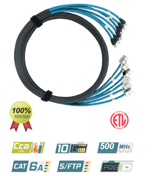Pre-Terminated 6x Trunk Copper Cables | CAT6A SFTP