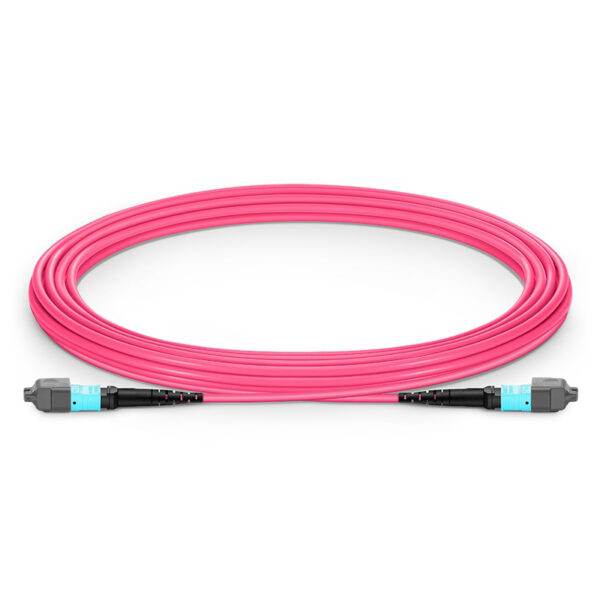 5m (16ft) MTP® Jumper, MTP®-12 UPC (Female) to MTP®-12 UPC (Female), 12 Fibers, Multimode (OM4), Plenum (OFNP), 0.35dB Max, Type A, Magenta
