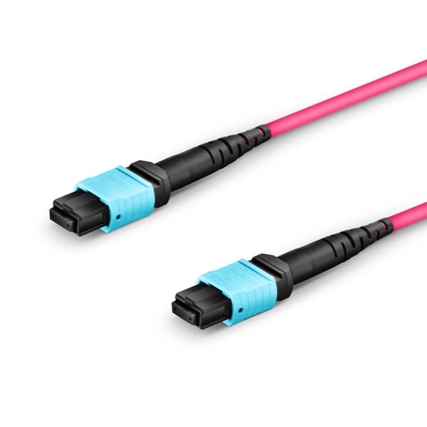 5m (16ft) MTP® Jumper, MTP®-12 UPC (Female) to MTP®-12 UPC (Female), 12 Fibers, Multimode (OM4), Plenum (OFNP), 0.35dB Max, Type A, Magenta - Image 4