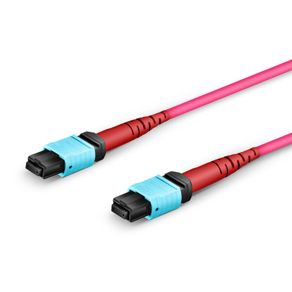 Customized MTP®-24 Trunk Cable, 48-192 Fibers, Multimode (OM4), 0.35dB Max, Braided Tubing, Magenta - Image 3